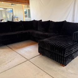 BLACK BRAND NEW CORDUROY SECTIONAL TEDDY BEAR SAME DAY DELIVERY 