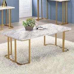 Brand New White Gold Marble Top Coffee Table