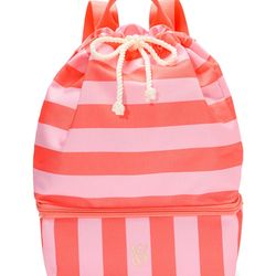 NEW Victoria's Secret Coral and Pink Striped Backpack