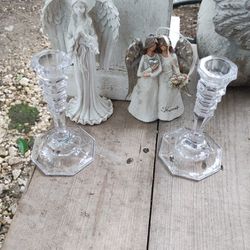 2 Crystal Candle Holders &2angels