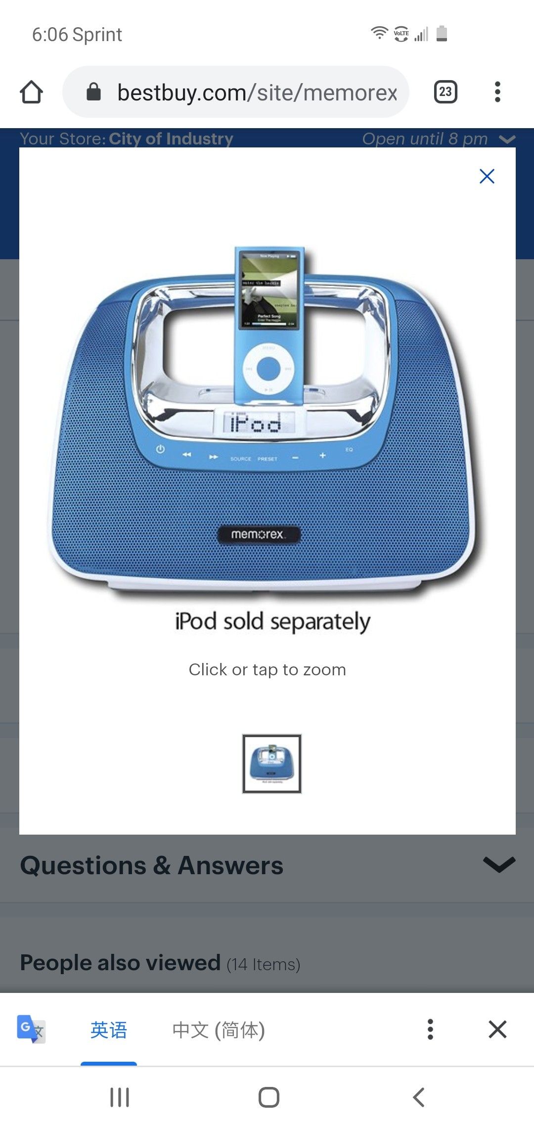 (Y302) Memorex - miniMove Portable Boombox with Built-In Apple® iPod® Dock - Blue