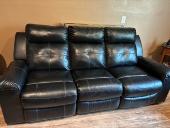 Black Faux Leather Reclining Sofa