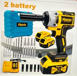 FOTRIX 21V Max Cordless Impact Wrench with 2 Batteries and Charger