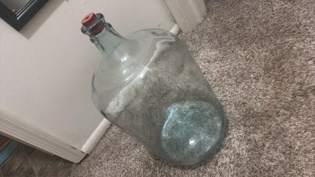 Large Vintage Glass Demijohn / Carboy – Aqua Blue-Green – Original Cork Stopper – Farmhouse Decor