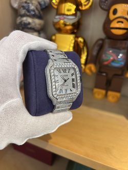 Cartier Santos iced out vs natural diamonds 16 carats 