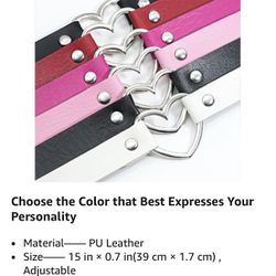 Set Of 5 Love Heart Adjustable Leather Choker Punk PU Necklace Goth Choker Soft Collar Chain for Women