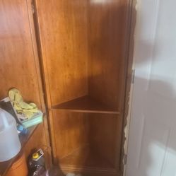 Solid Wood Corner Bookcases by Thomasville.