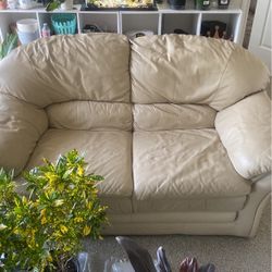 Leather Tan Couch 