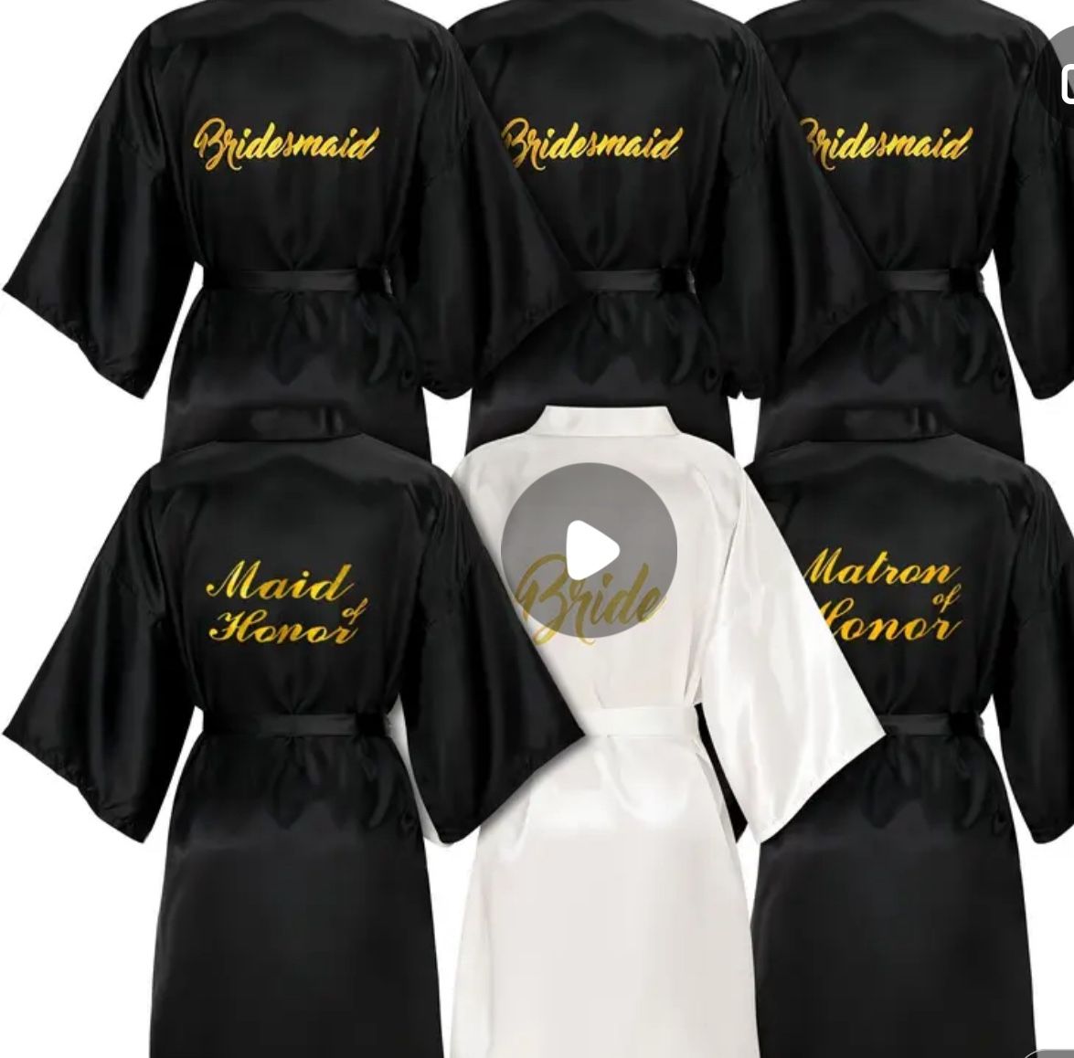 Bridal Party Black Gold Robes/ Bride Purse