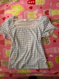 Blue square Neck Top Size S