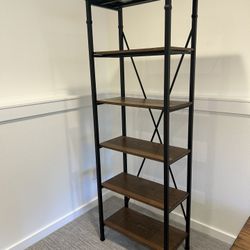 Tall Wood and Metal Bookshelf, Bookcase