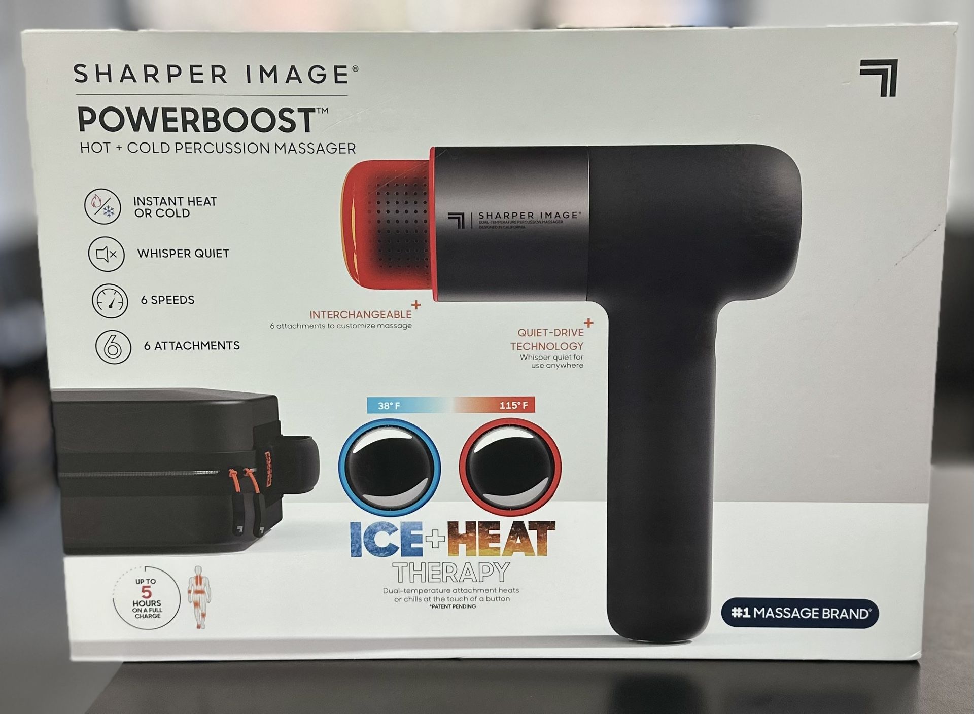 Sealed! Sharper Image Powerboost Pro+ Plus Hot+Cold Percussion Massager 1015848