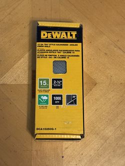 BRAND NEW- DEWALT 2-1/2 in. x 15-Gauge DA 34-Degree Galvanized Finish Nails (1000-Pack)