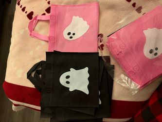 Halloween Ghost Tote Bags Pink and Black
