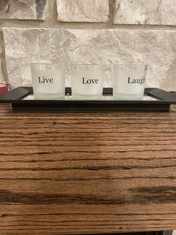 Votive Candle Set On Mirrored Plate 