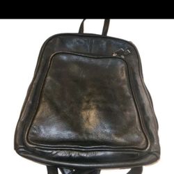 Osgoode Backpack  Leather Black  Soft Compartmens Id Slot Double Handels Triangle