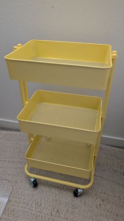 3 Tier Yellow Rolling Cart