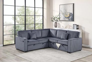 3-Piece Convertible Sectional - Dark Gray Color