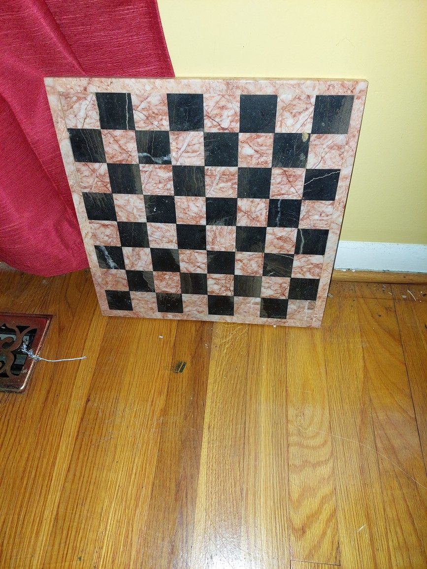 Vintage Stone Marble 14 Inch Chess Board.