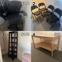 Furniture items, details and prices in description