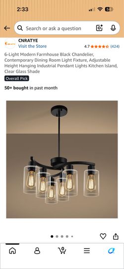 6-Light Modern Farmhouse Chandelier, Contemporary