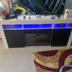 White TV Stand With Fire Place 