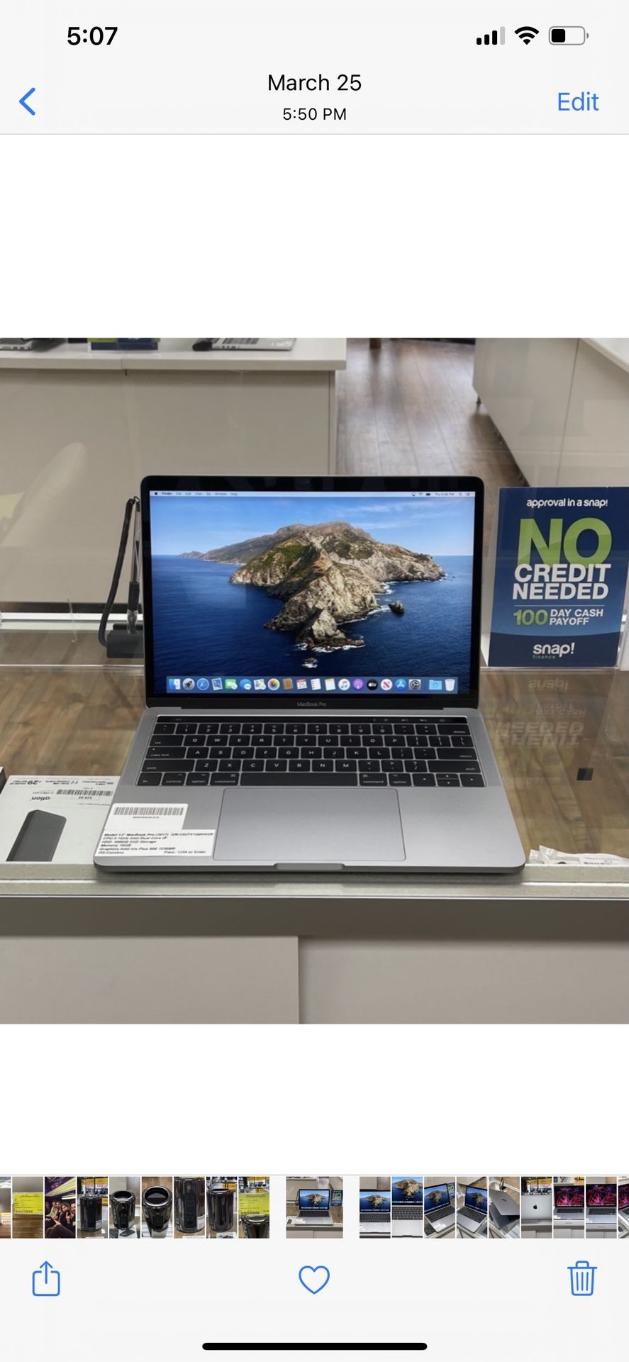 13" Macbook pro Touchbar- 3.1Ghz Intel Core i5- 500GB SSD- 16GB RAM