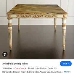 John Richard’s Annabelle Dining Table  Plus 8 Chairs 