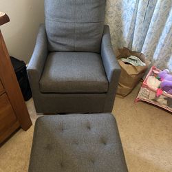 Grey Rocking Chair and foot stool
