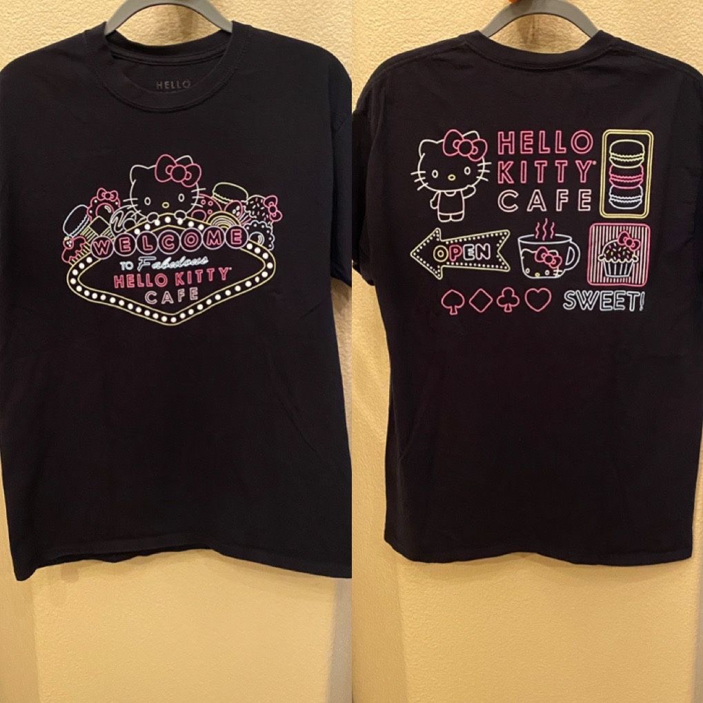 HELLO KITTY Cafe Black Graphic T-Shirt Size Large