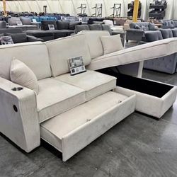 New Sleeper Sectional.  Cream.  Free Delivery!