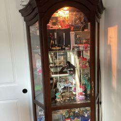 Curio Cabinet wood and glass with light