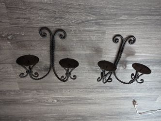 Antique Metal Wall Hanging Candle Holders 