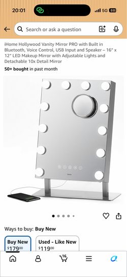 iHome Hollywood Vanity Mirror w/ Bluetooth