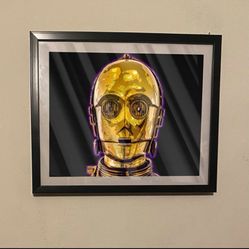 Star Wars C3PO (c-3po) Art Piece on black frame