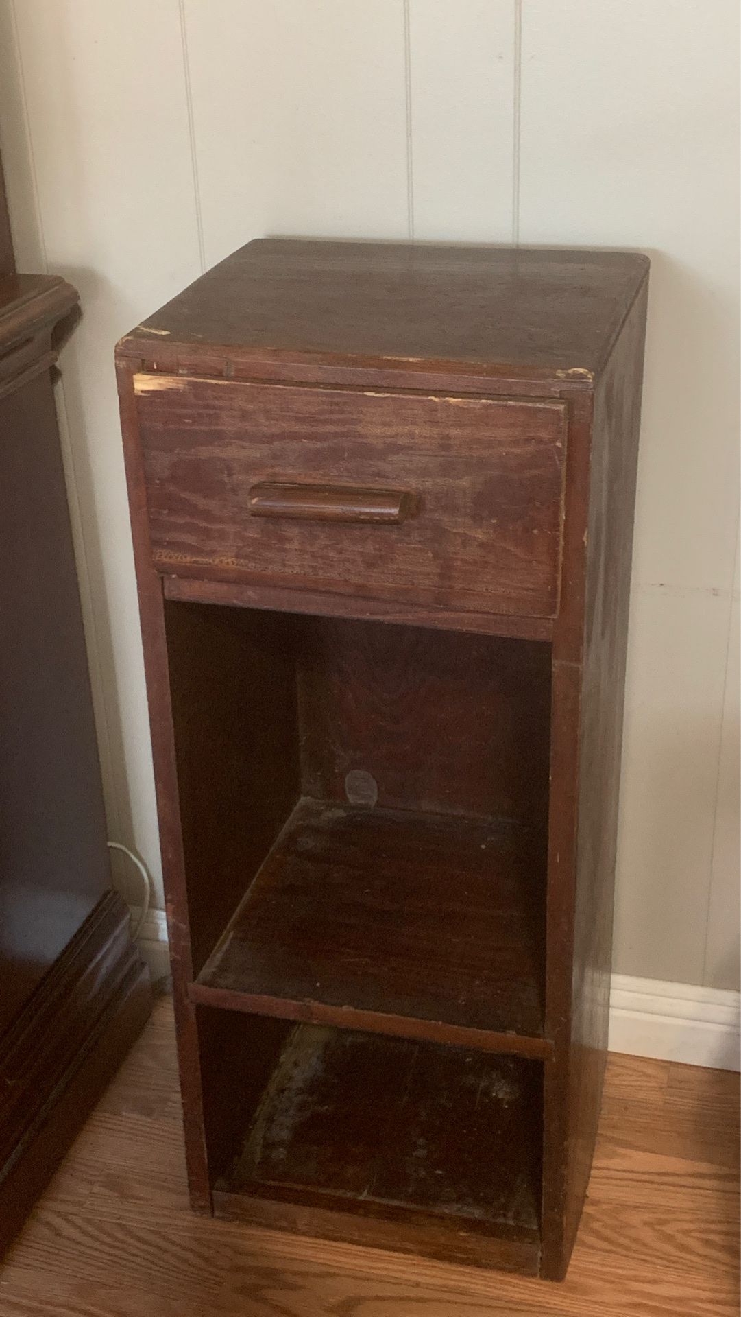 Antique hand made small shelf storage cabinet end table stand