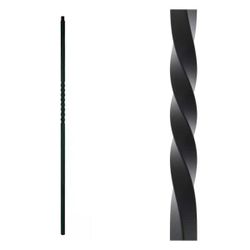 Stair Parts 44 in. x 1/2 in. Satin Black Single Twist Iron Baluster for Stair Remodel (9 Pieces)( Each On For 7)