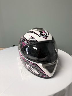 BILT Full-Face Motorcycle Helmet – Pink & White Graphic XL
