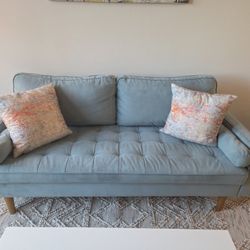 70" Velvet Sofa in Light blue