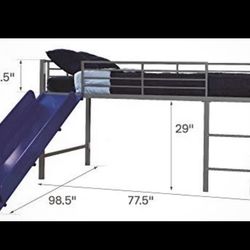 Twin Metal Loft Bed with Slide