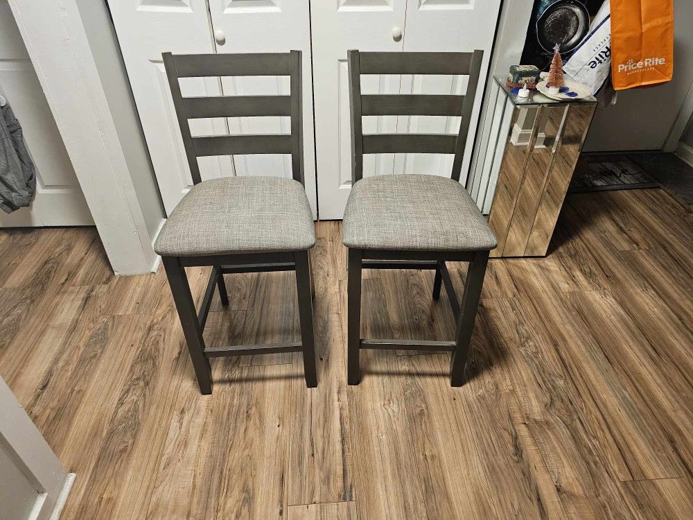 2 Bar Stool Grey Chairs