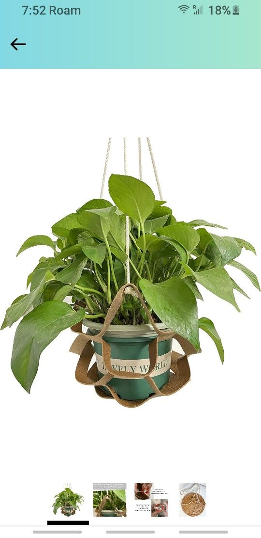 Plant Hangers Hanging Planters Decorative Flower Pot Holder Indoor Outdoor Decor Handmade Hanging Plant Holder,Set of 1,Brown,12 in