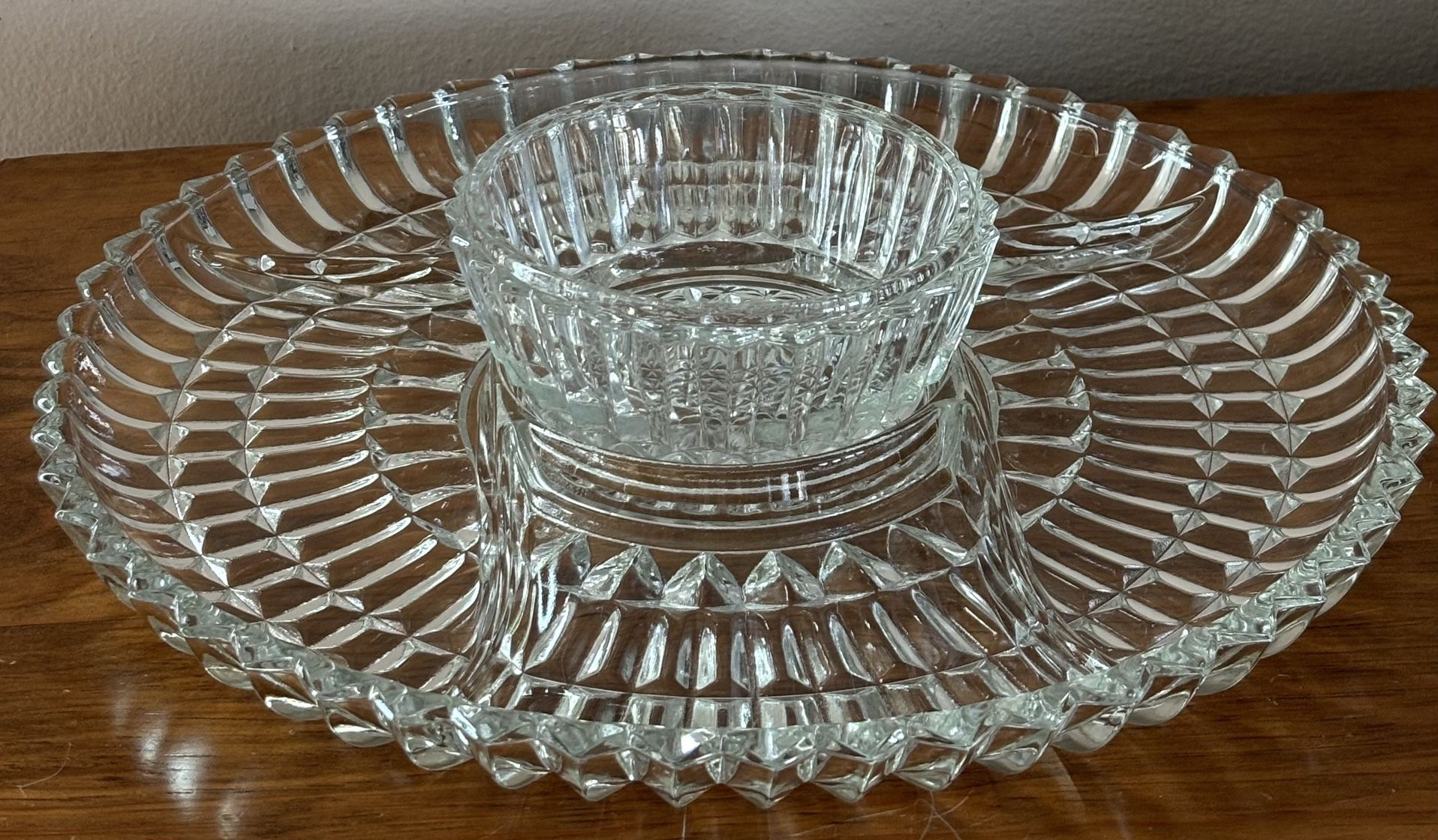 Vintage 1940s Jeanette Glass Company Relish Tray With Matching Glass Bowl🔹Full Description Below🔹