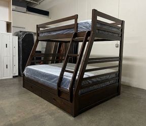 Twin over Full Bunk Bed with Storage Drawers