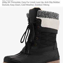 mysoft Women's Winter Snow Boots Waterproof Insulated Mid Calf Booties 200g 3M Thinsulate, Cozy Fur Lined, Lace Up, Anti-Slip Rubber Outsole, Easy Cle