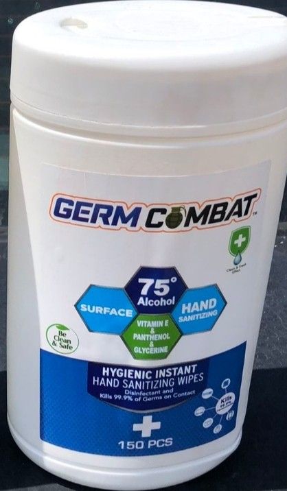 New GERM COMBAT Hygienic Instant Hand Sanitizing DISINFECTANT WIPES, 150 Count