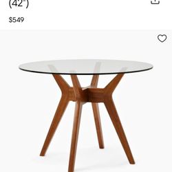 West Elm Glass Dining Table “42 
