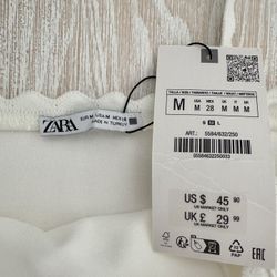 Zara - White Stretch Knit Skater Dress, Medium
