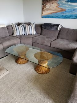 Vintage McGuire Bamboo Glass Top Coffee Table