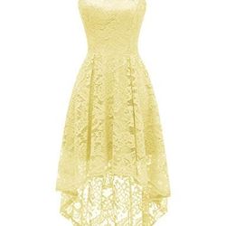 Dressystar 0028 Halter Floral Lace Cocktail Party Dress Hi-Lo Bridesmaid Dress White

XS